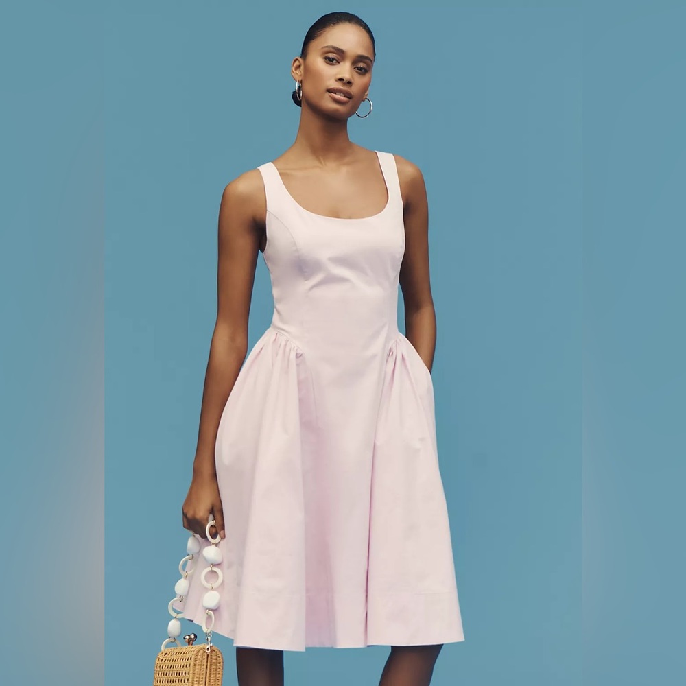 NWT Anthropologie Sleeveless Scoop-Neck Basque-Waist Midi Dress